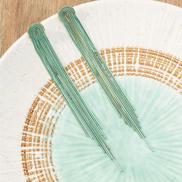 Metal Tassel Drop Earrings - Picture 3 of 10